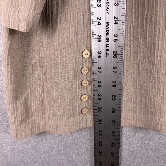 Soft Surrounding Shirt Women's 3X Taupe Crinkle Tunic Button Hem Lagenlook Boho - Picture 3 of 12